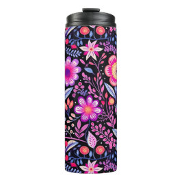  Paarse Bloemen Botanische Shabby Chic Thermosbeker