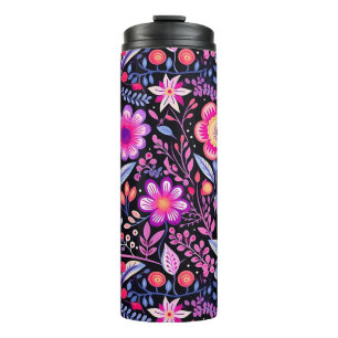 Paarse Bloemen Botanische Shabby Chic Thermosbeker