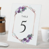 Paarse Bloemen Botanische Tafelnummer Reclamebord Met Voetstuk (Insitu)