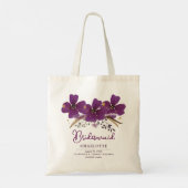Paarse bloemen Bridesmaid Canvas tas (Achterkant)