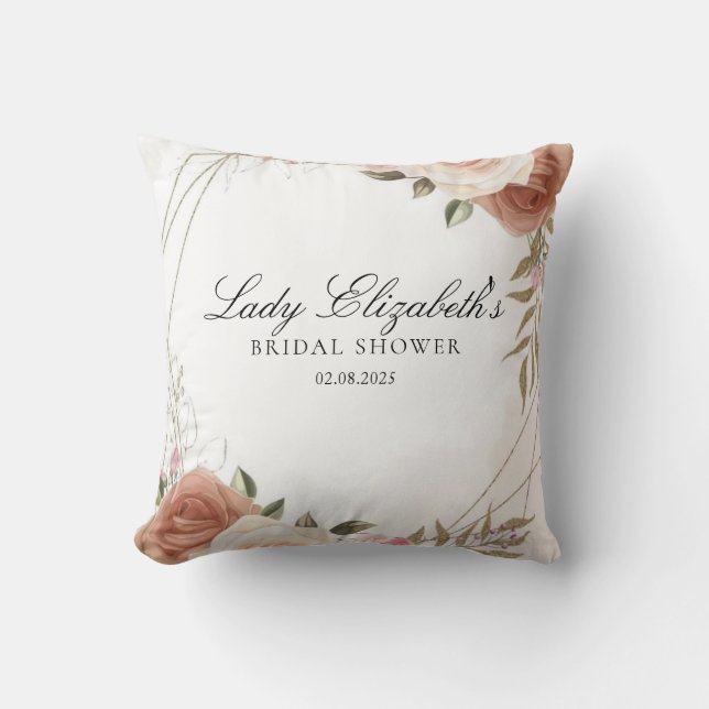 Paarse bloemen Bridgerton Bruidsjurk Shower Kussen (Voorkant)