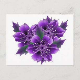 paarse bloemen briefkaart