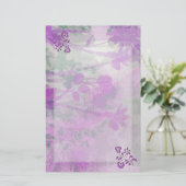 Paarse bloemen briefpapier (Staand voorkant)