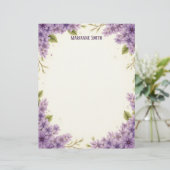 Paarse Bloemen Briefpapier Briefhoofd (Staand voorkant)