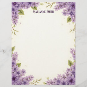 Paarse Bloemen Briefpapier Briefhoofd