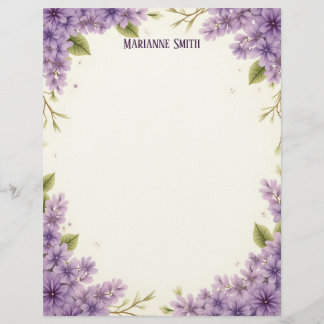 Paarse Bloemen Briefpapier Briefhoofd