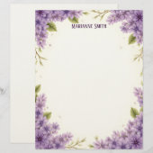Paarse Bloemen Briefpapier Briefhoofd (Voorkant / Achterkant)