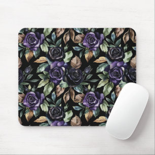 Paarse Bloemen Bronzen Bladeren Muismat