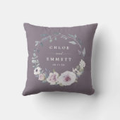 Paarse Bloemen Bruids Bruiloft Paar Kussen (Achterkant)