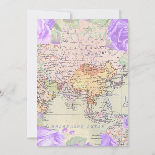 Paarse Bloemen Bruids Douche Uitnodiging (Achterkant)