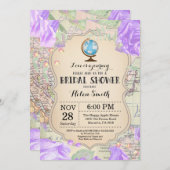 Paarse Bloemen Bruids Douche Uitnodiging (Voorkant / Achterkant)