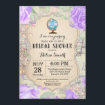 Paarse Bloemen Bruids Douche Uitnodiging<br><div class="desc">Paarse Bloemen Bruids Douche Uitnodiging. World Map. Liefde is een reis. Waterverf Botanische Paarse Lavendel Lila Bloemen. Trouwdouche. Voor verdere aanpassing klikt u op de knop "Aanpassen" en gebruikt u onze ontwerptool om deze sjabloon te wijzigen.</div>