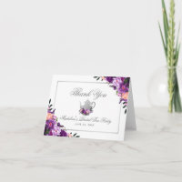 Paarse Bloemen Bruids Tea Party Bedankt Opmerking