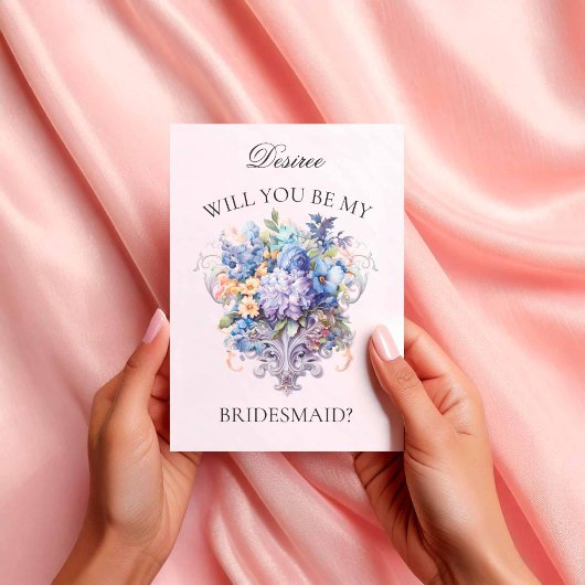 paarse bloemen bruidsmeisje voorstel