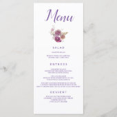 Paarse Bloemen Bruiloft Catering Menu (Voorkant)