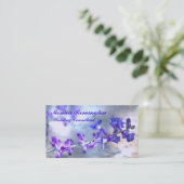 Paarse Bloemen Bruiloft Consultant Visitekaartje (Staand voorkant)
