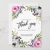 paarse bloemen bruiloft dank u kaart (Voorkant)