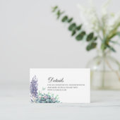 Paarse bloemen bruiloft details. Floral insert kaa Informatiekaartje (Staand voorkant)