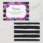 Paarse bloemen bruiloft details. Lila bloem Informatiekaartje (Voorkant / Achterkant)