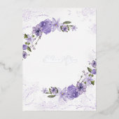 Paarse Bloemen bruiloft Folie dank u kaart (Voorkant)