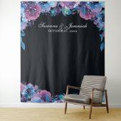 Paarse Bloemen Bruiloft Foto Booth Achtergrond Wandkleed (In situ)