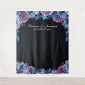 Paarse Bloemen Bruiloft Foto Booth Achtergrond Wandkleed (Voorkant)