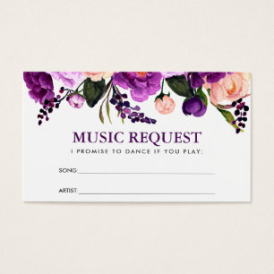 Paarse Bloemen Bruiloft Muziek Song Aanvraag Kaart