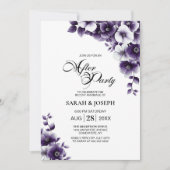 Paarse bloemen bruiloft na feest kaart (Voorkant)