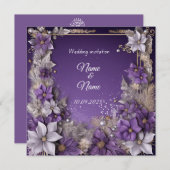 Paarse bloemen bruiloft nikkah uitnodiging (Voorkant / Achterkant)