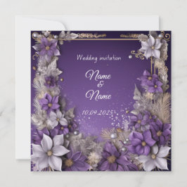 Paarse bloemen bruiloft nikkah uitnodiging