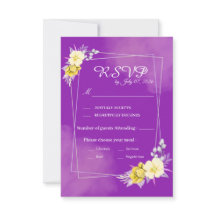 Paarse bloemen bruiloft RSVP kaart