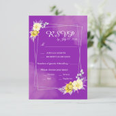 Paarse bloemen bruiloft RSVP kaart (Staand voorkant)