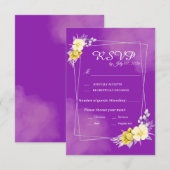 Paarse bloemen bruiloft RSVP kaart (Voorkant / Achterkant)