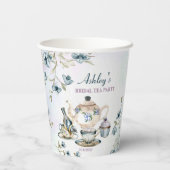 Paarse bloemen bruiloft theeparty  papieren bekers (Achterkant)