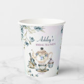 Paarse bloemen bruiloft theeparty  papieren bekers (Voorkant)