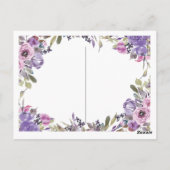 Paarse bloemen bruiloft uitnodigen briefkaart (Achterkant)