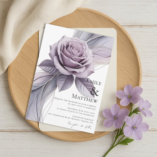 Paarse Bloemen Bruiloft Uitnodiging