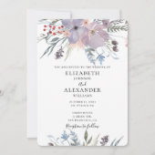 Paarse bloemen bruiloft uitnodiging. Bloemen uitno Kaart (Voorkant)