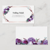 Paarse Bloemen Bruiloft Website Details Informatiekaartje (Voorkant / Achterkant)