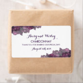 Paarse Bloemen Bruiloft Wijn Label (Insitu)