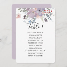 Paarse bloemen bruiloft zitgrafiek. botanisch kaart