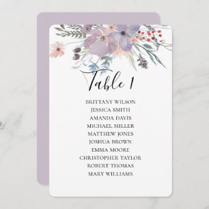 Paarse bloemen bruiloft zitgrafiek. botanisch kaart