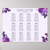 Paarse bloemen bruiloft zitplaatsenkaart. Sering b