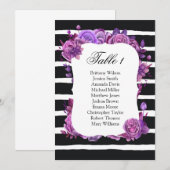 Paarse bloemen bruiloft zitplaatskaart. Tafelplan Kaart (Voorkant / Achterkant)