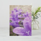 Paarse Bloemen Bruiloftsfeest Kaart (Staand voorkant)