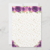 Paarse Bloemen Bruin Haar Prinses Verjaardagsfeest Kaart (Achterkant)