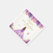 Paarse Bloemen Bruin Haar Prinses Verjaardagsfeest Servet (Hoek)