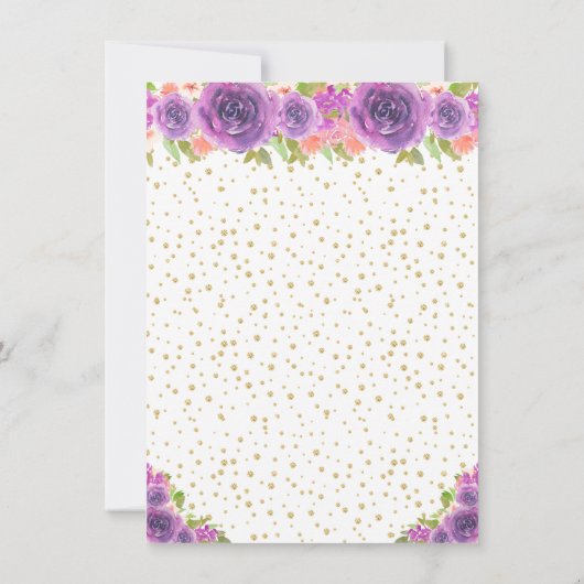 Paarse Bloemen Brunette Haar Prinses Verjaardagsde Bedankkaart (Achterkant)