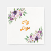 Paarse bloemen business logo servet (Voorkant)