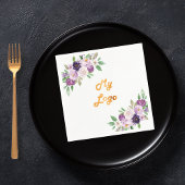 Paarse bloemen business logo servet